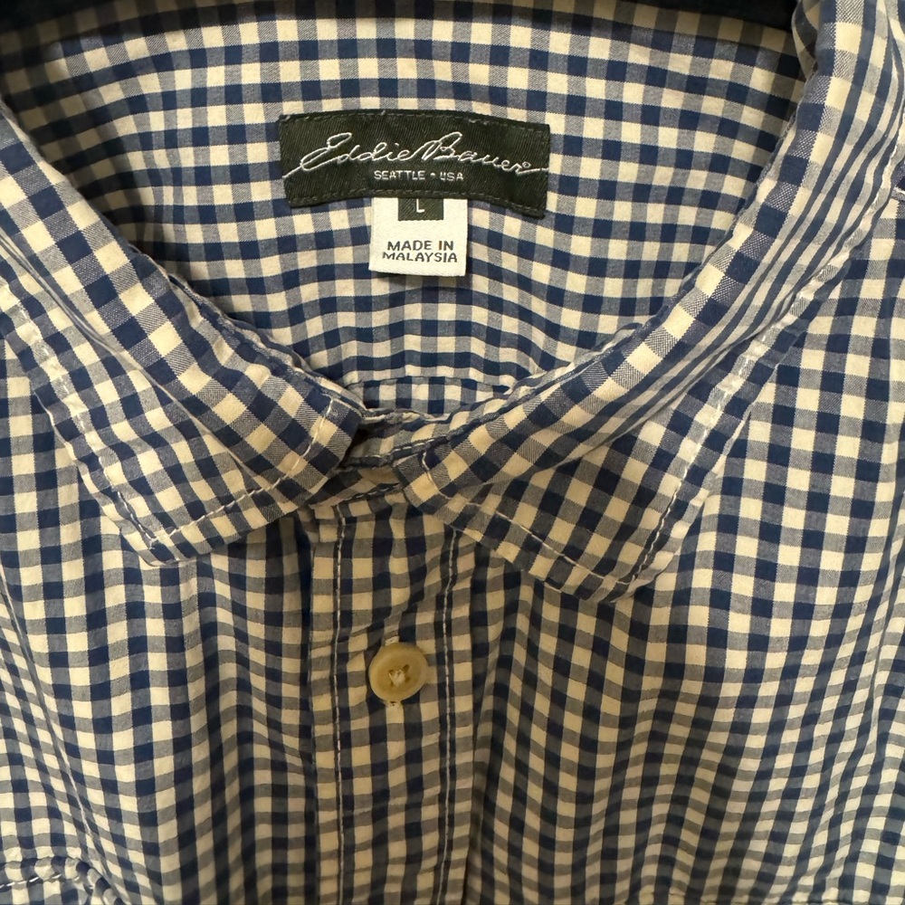 EDDIE BAUER Navy and White Shirt Size L - Picture 3 of 6